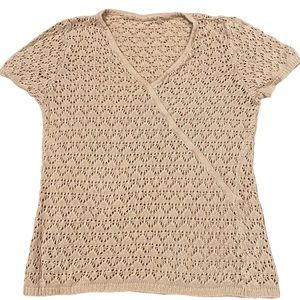 Vintage cream knit v-neck half wrap blouse ᗢ₊˚✧ 
(177)